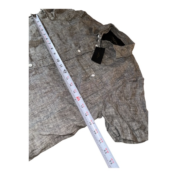 🔥 $195 rag & bone New York Gus S/S Linen Button Down Shirt Black / Grey Sz S 🔥 - Picture 8 of 11